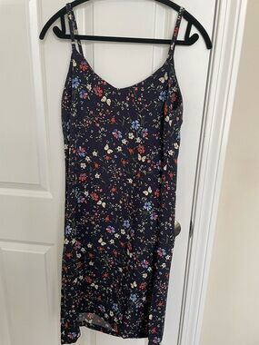 Sanctuary Navy Floral Slip Dress with Red and Cream Accents, midi